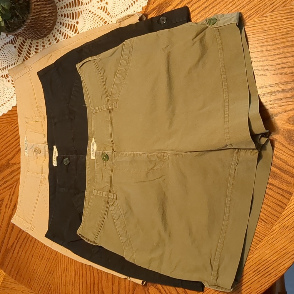 St.John's Bay Bundle of Cotton Stretch Shorts Black, Olive, Tan 8P